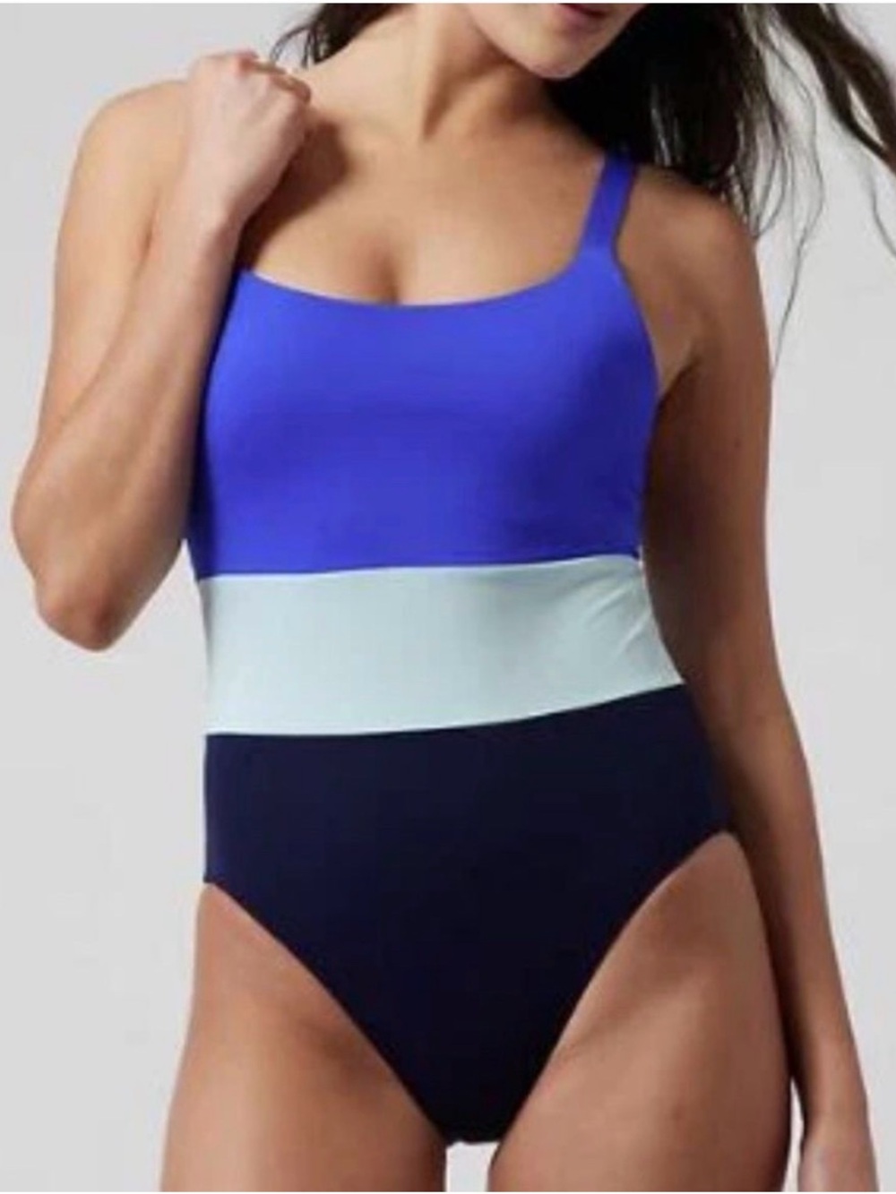 Athleta Coastline One Piece Swimsuit Cerulean Blue Colorblock